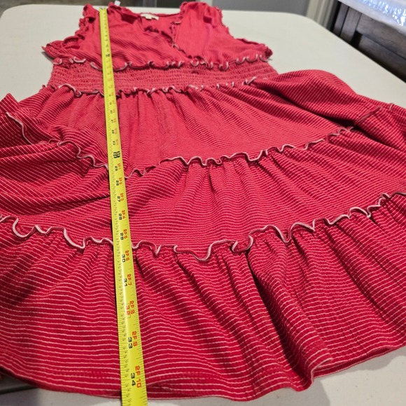 Max Studio Red White Striped Smocked Tiered Ruffle Coastal Mini Sun Dress Jr. XL - Picture 6 of 9